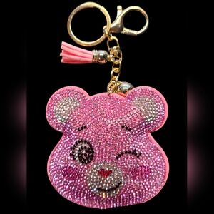 Care Bear Pink Rhinestone Keychain